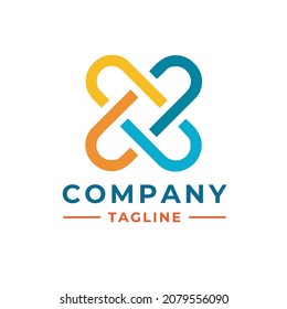multicolored line combination design logo forming x letters