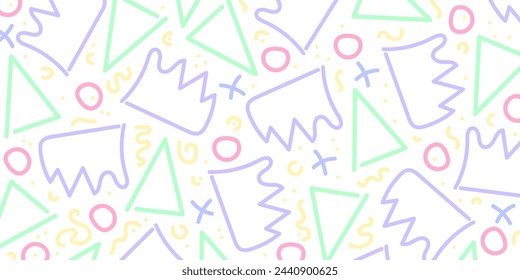 Patrón de garabato de línea multicolor. Diseño de moda con formas. Fondo de pantalla simple garabato. Fondo abstracto del vector.