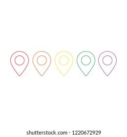 Multicolored linear location icons