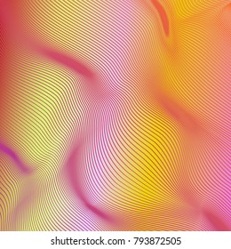 Multi-colored linear texture. Guilloche. Dynamic color waves. An abstract background with optical illusion of distortion. Vector illustration.