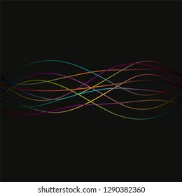 Multicolored lines. Colorful curved lines horizontal. Texture or background Illustration
