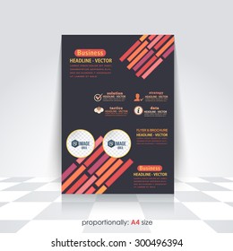 Multicolored Lines Elements Vector Business A4 Flyer, Brochure. Cover Template, Corporate Leaflet Design 