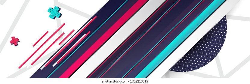 Multicolored lines geometric dynamic sport light  bright vector background.  Memphis elements  trendy graphic design. 