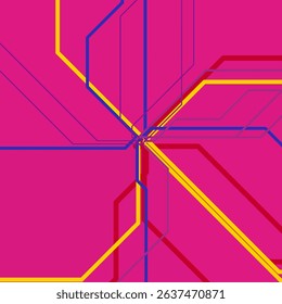 Multicolored lines on a bright background. Abstract colorful geometric pattern of lines. Abstract scheme of movement of different types of transport. Vector illustration
