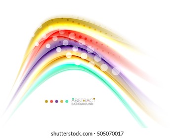 Multicolored lines on white, motion concept abstract background. Vector