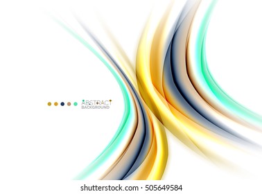 Multicolored lines on white, motion concept abstract background. Vector