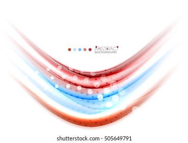 Multicolored lines on white, motion concept abstract background. Vector