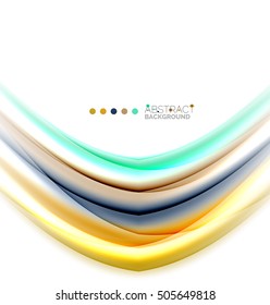Multicolored lines on white, motion concept abstract background. Vector