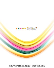 Multicolored lines on white, motion concept abstract background. Vector