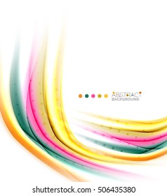 Líneas multicolores sobre fondo abstracto de concepto de movimiento en blanco. Vector