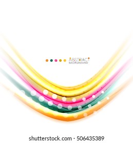 Multicolored lines on white, motion concept abstract background. Vector