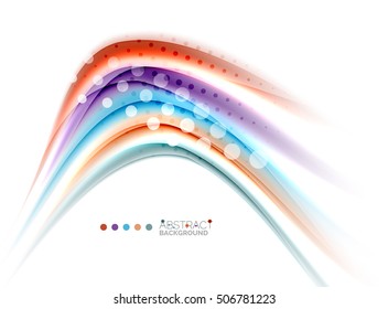 Multicolored lines on white, motion concept abstract background. Vector