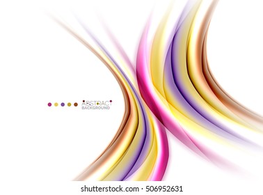 Multicolored lines on white, motion concept abstract background. Vector
