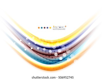 Multicolored lines on white, motion concept abstract background. Vector