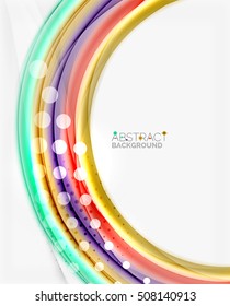 Multicolored lines on white, motion concept abstract background. Vector