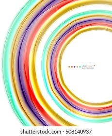 Multicolored lines on white, motion concept abstract background. Vector