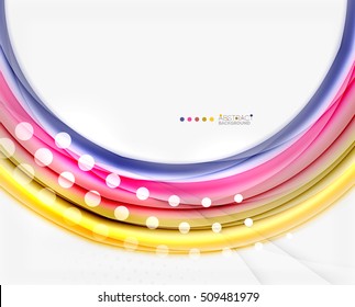 Multicolored lines on white, motion concept abstract background. Vector