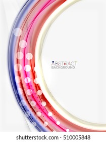 Multicolored lines on white, motion concept abstract background. Vector