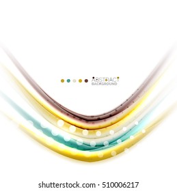 Líneas multicolores sobre fondo abstracto de concepto de movimiento en blanco. Vector