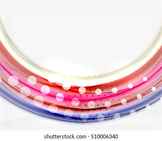 Multicolored lines on white, motion concept abstract background. Vector