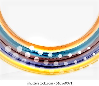 Líneas multicolores sobre fondo abstracto de concepto de movimiento en blanco. Vector