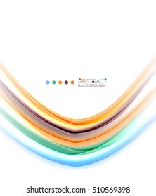 Multicolored lines on white, motion concept abstract background. Vector