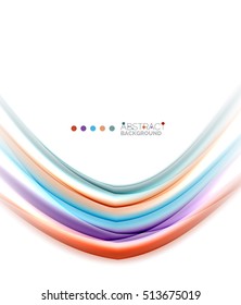 Multicolored lines on white, motion concept abstract background. Vector