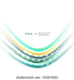 Multicolored lines on white, motion concept abstract background. Vector