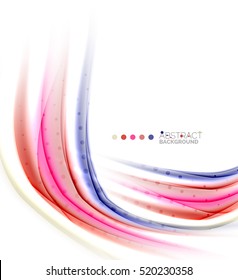 Multicolored lines on white, motion concept abstract background. Vector