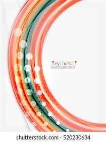 Multicolored lines on white, motion concept abstract background. Vector