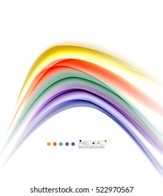 Multicolored lines on white, motion concept abstract background. Vector
