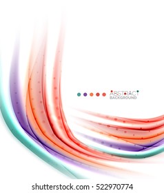 Líneas multicolores sobre fondo abstracto de concepto de movimiento en blanco. Vector