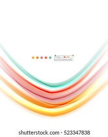 Líneas multicolores sobre fondo abstracto de concepto de movimiento en blanco. Vector