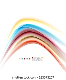 Multicolored lines on white, motion concept abstract background. Vector