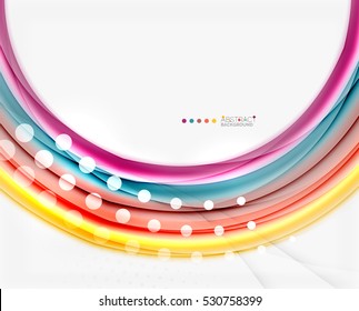 Multicolored lines on white, motion concept abstract background. Vector