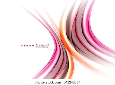 Multicolored lines on white, motion concept abstract background. Vector