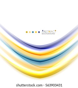 Líneas multicolores sobre fondo abstracto de concepto de movimiento en blanco. Vector