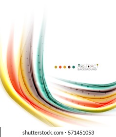 Multicolored lines on white, motion concept abstract background. Vector