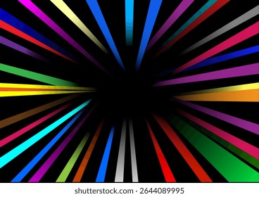 Líneas multicolores retrocediendo hacia la negrura.
