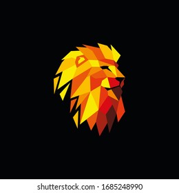 Multi-colored Lion head created in polygonal style. Vector illustration