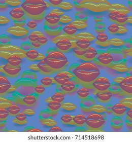 multicolored lips on a blue background