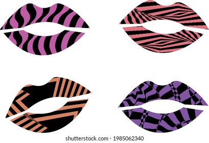 multicolored lips in op art style modern icons for the beauty industry