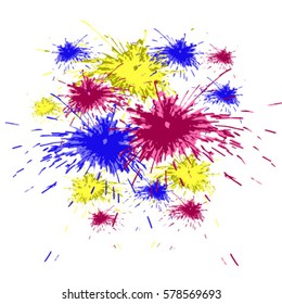 Multicolored little fireworks. Several small outbreaks as sparklers