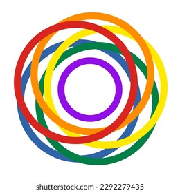 Multicolored logo with the colors of the rainbow. Group of colored circles Pride symbol. Vector illustration