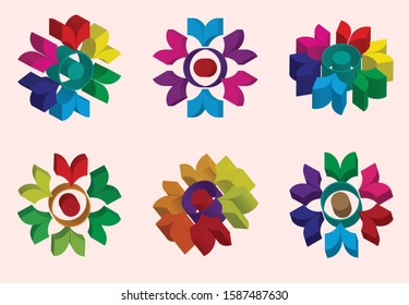 The multicolored logo has a depth resulting from the shadow dimension.