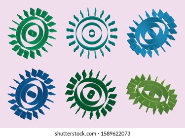 The multicolored logo has a depth resulting from the shadow dimension.