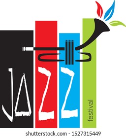 Multicolored logo for jazz music festival on white background