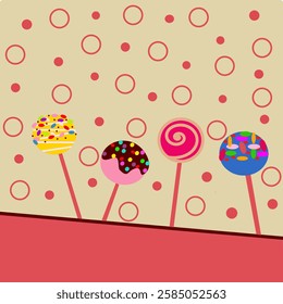 Multicolored lollipop candy vector illustration 