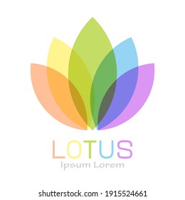 Multicolored lotus flower vector logo isolated on white background