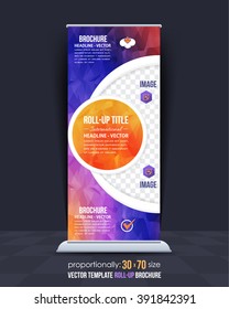 Multicolored Low Poly Style Business Roll-Up Design, Flat Ad Banner